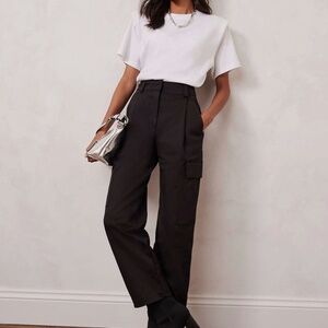 Mint Velvet Luxe Black Cargo Trousers | Size UK 8 / US 4 | RRP £109